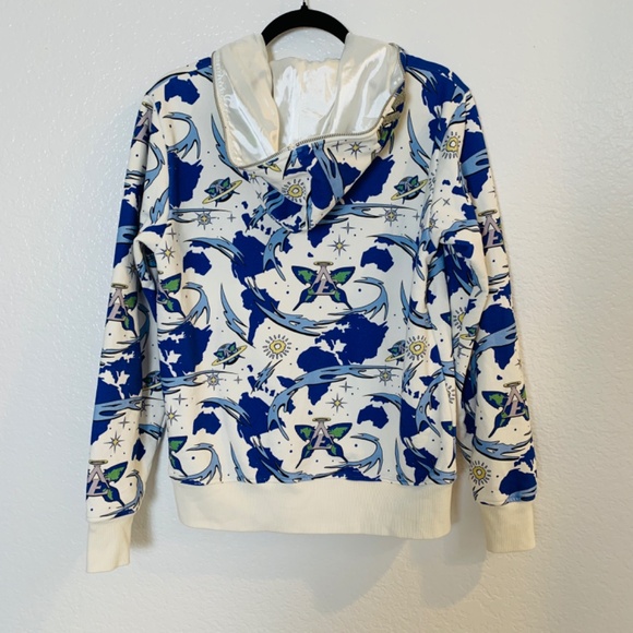 Angelic Earthling Hoodie Sweatshirt Size Large White Continental Camo Planet - Picture 11 of 16
